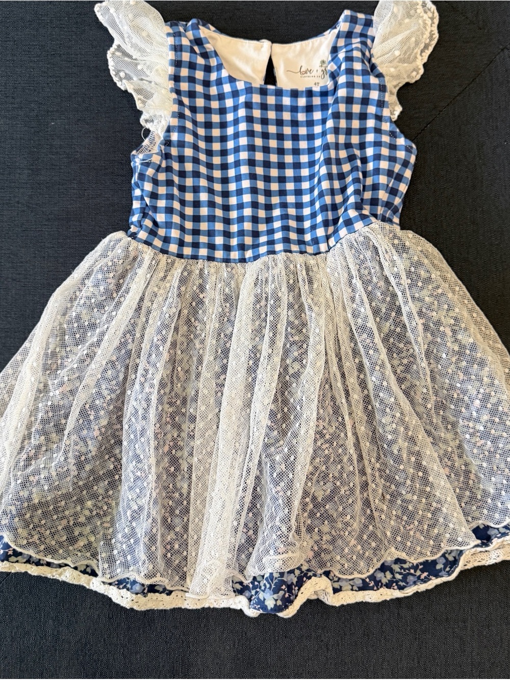 Love + Grow Blue Gingham Girls Dress - 4T